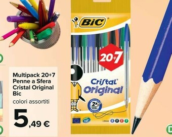 Carrefour Bic Multipack 20+7 Penne A Sfera Cristal Original offerta