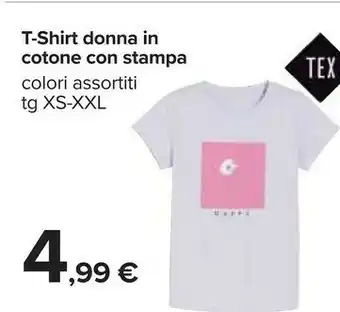 Carrefour T-Shirt Donna In Cotone Con Stampa offerta