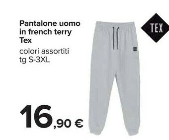 Carrefour Pantalone Uomo In French Terry Tex offerta