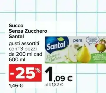 Carrefour Santal Succo Senza Zucchero Pera offerta