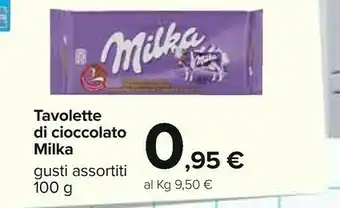 Carrefour Milka Cioccolato Al Latte 100 G(ml) offerta