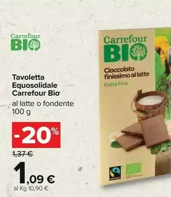 Carrefour Carrefour Tavoletta Equosolidale Bio offerta