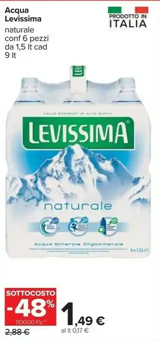 Carrefour Levissima Levissima - Acqua Naturale 1500 g(ml) offerta