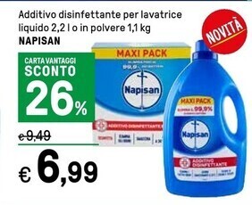 Iper La Grande Napisan additivo disinfettante per lavatrice liquido offerta