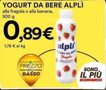 Coop YOGURT DA BERE ALPLÌ alla fragola o alla banana, 500 g offerta