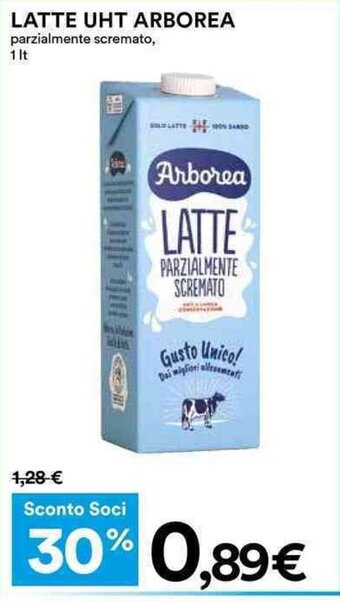 Coop LATTE UHT ARBOREA parzialmente scremato, 1 lt offerta