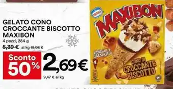 Coop GELATO CONO CROCCANTE BISCOTTO MAXIBON 4 pezzi, 284 g offerta