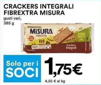 Coop CRACKERS INTEGRALI FIBREXTRA MISURA 385 g offerta
