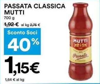 Coop PASSATA CLASSICA MUTTI 700 g offerta