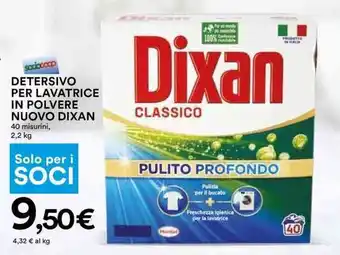 Coop DETERSIVO PER LAVATRICE IN POLVERE NUOVO DIXAN 40 misurini, 2,2 kg offerta