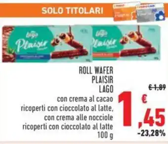 Conad ROLL WAFER PLAISIR LAGO 100 g offerta