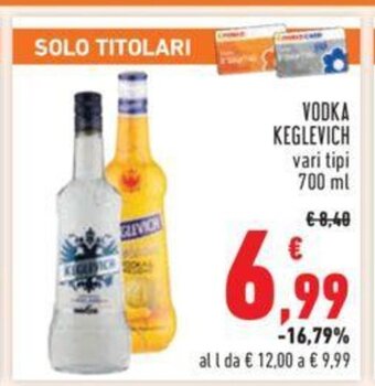 Conad VODKA KEGLEVICH vari tipi 700 ml offerta