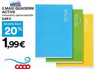 Coop 3 MAXI QUADERNI ACTIVE offerta