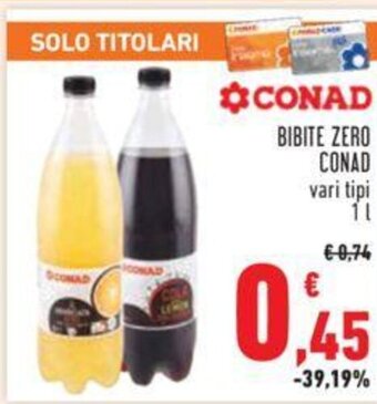 Conad BIBITE ZERO CONAD vari tipi 1 L offerta