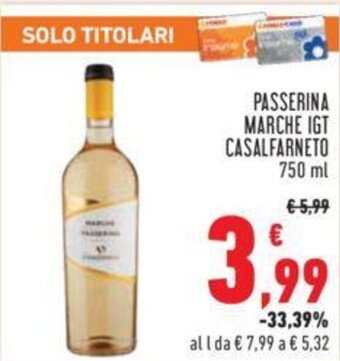 Conad PASSERINA MARCHE IGT CASALFARNETO 750 ml offerta