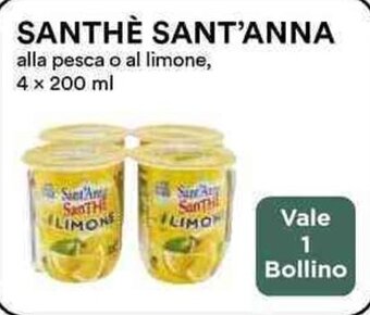 Coop SANTHÈ SANT'ANNA alla pesca o al limone, 4 x 200 ml offerta