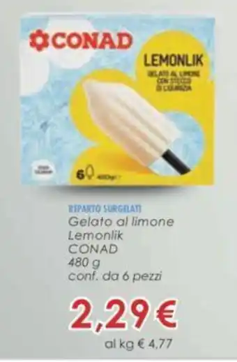 Conad Gelato al limone Lemonlik CONAD conf. da 6 pezzi 480 g offerta