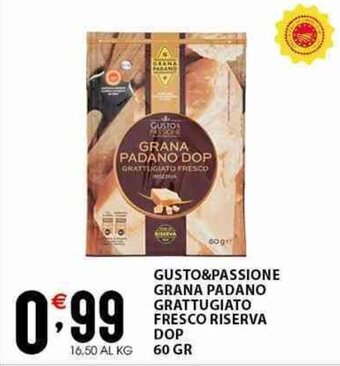 Sisa GUSTO&PASSIONE GRANA PADANO GRATTUGIATO FRESCO RISERVA DOP 60 GR offerta