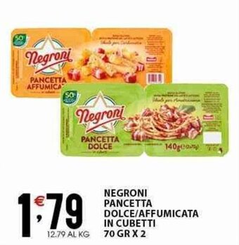 Sisa NEGRONI PANCETTA DOLCE/AFFUMICATA IN CUBETTI 70 GR X 2 offerta