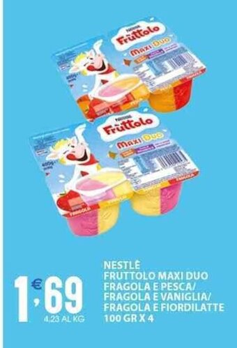 Sisa NESTLE FRUTTOLO MAXI DUO FRAGOLA E PESCA/ FRAGOLA E VANIGLIA/ FRAGOLA E FIORDILATTE 100 GR X 4 offerta