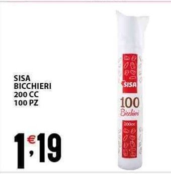 Sisa SISA BICCHIERI 200 CC 100 PZ offerta