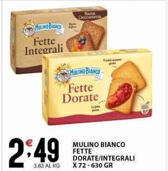 Sisa MULINO BIANCO FETTE DORATE/INTEGRALI x 72 630 gr offerta