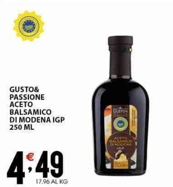 Sisa GUSTO& PASSIONE ACETO BALSAMICO DI MODENA IGP 250 ML offerta