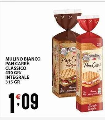 Sisa MULINO BIANCO PAN CARRE CLASSICO 430 GR/ INTEGRALE 315 GR offerta