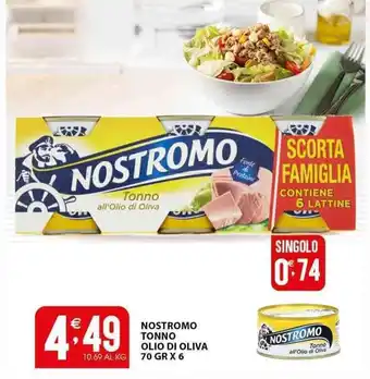 Sisa NOSTROMO Tonno all'Olio di Oliva 70 gr x 6 offerta
