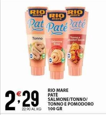 Sisa RIO MARE PATE SALMONE/TONNO/ TONNO E POMODORO 100 GR offerta