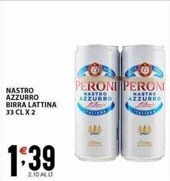 Sisa NASTRO AZZURRO BIRRA LATTINA 33 CL X 2 offerta