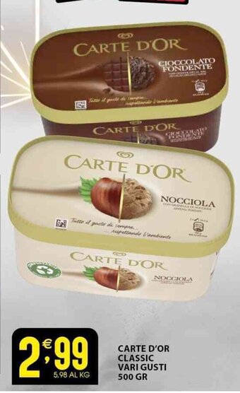 Sisa CARTE D'OR CLASSIC VARI GUSTI 500 GR offerta