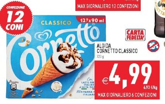 Pim Supermercati ALGIDA CORNETTO CLASSICO 720 g offerta