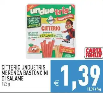 Pim Supermercati CITTERIO UNDUETRIS MERENDA BASTONCINI DI SALAME 122 g offerta