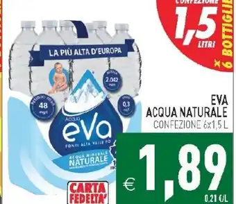 Pim Supermercati EVA ACQUA NATURALE CONFEZIONE 6x1,5 L offerta