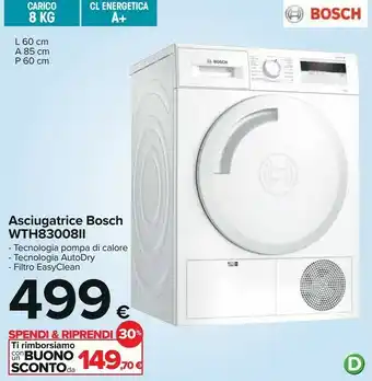 Carrefour Bosch Wth83008ii Asciugatrice offerta