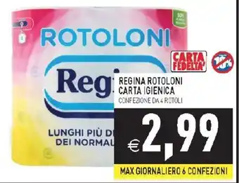 Pim Supermercati REGINA ROTOLONI CARTA IGIENICA CONFEZIONE DA 4 ROTOLI offerta