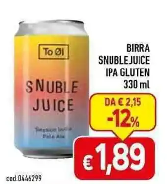BIRRA SNUBLE JUICE IPA GLUTEN 330 ml