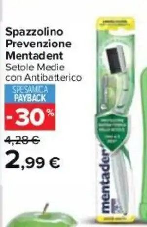 Carrefour Spazzolino Prevenzione Mentadent Setole Medie con Antibatterico offerta