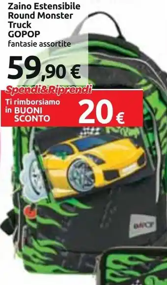 Carrefour Zaino Estensibile Round Monster Truck GOPOP offerta
