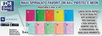 Carrefour Quaderno Spiralato A4 Pastel o Neon Oxford Favorit offerta
