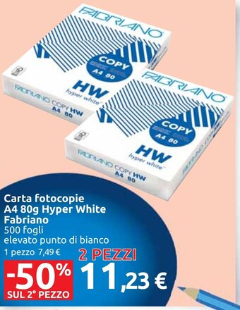 Carrefour Carta fotocopie A4 80g Hyper White Fabriano 500 fogli offerta