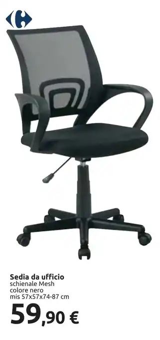 Carrefour Sedia da ufficio schienale Mesh colore nero mis 57x57x74-87 cm offerta