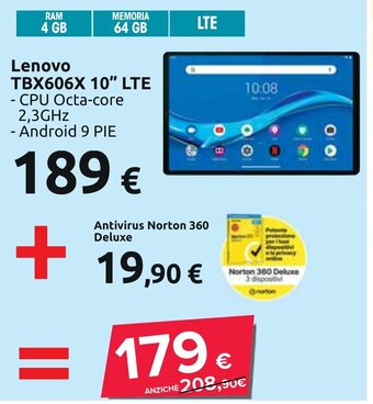 Carrefour Lenovo TBX606X 10" LTE offerta