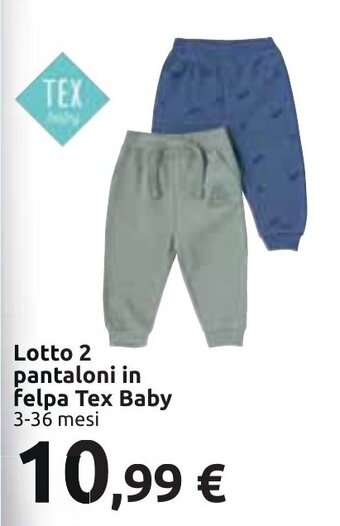 Carrefour Lotto 2 pantaloni in felpa Tex Baby 3-36 mesi offerta