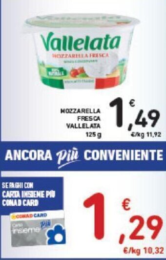 Conad MOZZARELLA FRESCA VALLELATA 125 g offerta