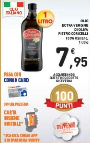 Conad OLIO EXTRA VERGINE DI OLIVA PIETRO CORICELLI 1 Litro offerta