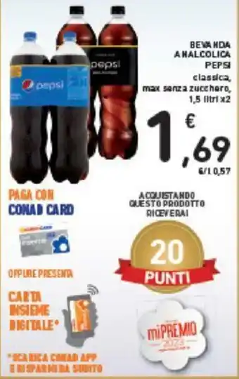 Conad BEVANDA ANALCOLICA PEPSI 1,5 litri x 2 offerta