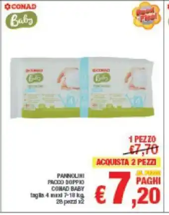 Conad Pannolini Pacco Doppio Conad Baby 28 pezzi x 2 offerta