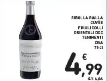 Conad RIBOLLA GIALLA CUVEE FRIULI COLLI ORIENTALI DOC TENIMENTI CIVA 75 cl offerta